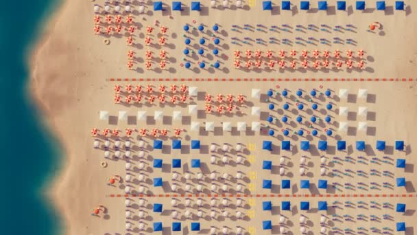 Vista Aérea Una Playa Arreglada Largo Del Mar Océano Animación — Vídeos de Stock