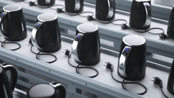 Förderbänder Mit Frisch Hergestelltem Wasserkocher Elektrisches Kleingerät Zum Kochen Von — Stockvideo
