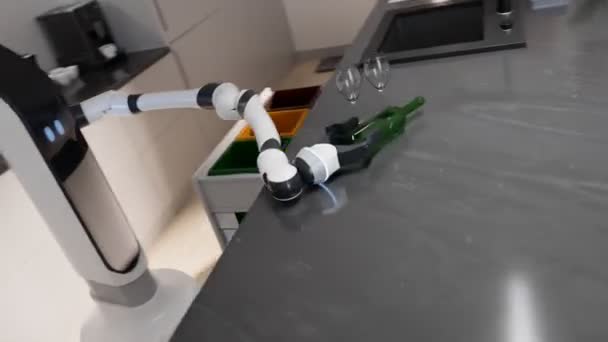 Robot Cocina Totalmente Automatizado Que Limpia Con Precisión Una Cocina — Vídeo de stock
