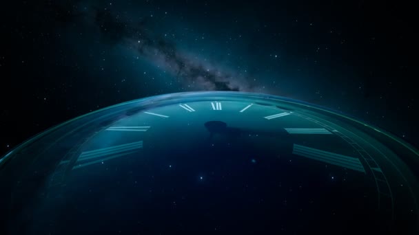Reloj Gigante Midiendo Paso Del Tiempo Implacable Vasto Oscuro Espacio — Vídeos de Stock