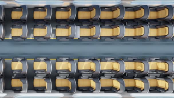 Pohled Uličku Střeleckého Vlaku Shora Řady Pohodlných Prázdných Béžových Sedadel — Stock video