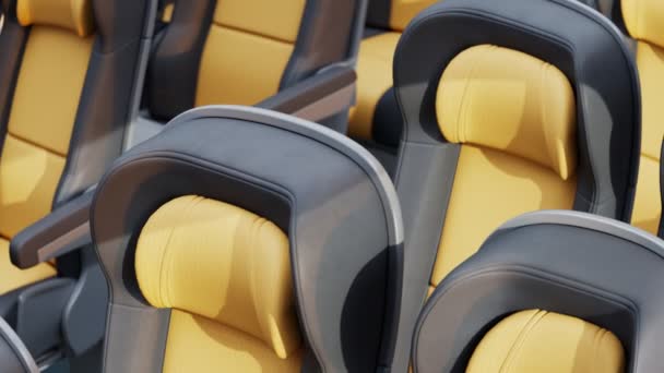 Câmera Move Sobre Assentos Mostrando Corredor Entre Fileiras Assentos Confortáveis — Vídeo de Stock