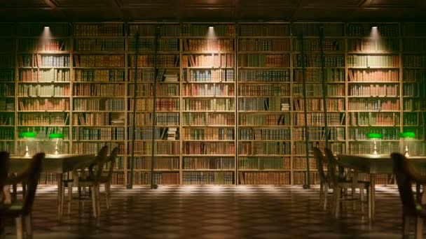 Stanza Segreta Nascosta Una Biblioteca Legno Epoca Circondata Scaffali Torreggianti — Video Stock