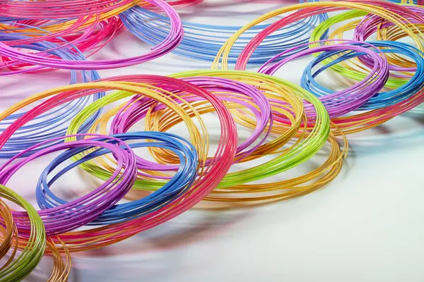 Vibrant Multicoloured Thermoplastic Filaments Use Printers Add Splash Colour Your — Stock Photo, Image