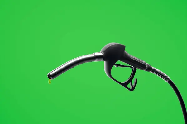Last Drop Petrol Isolated Fuel Pump Nozzle Gas Station Green — Stock Photo, Image