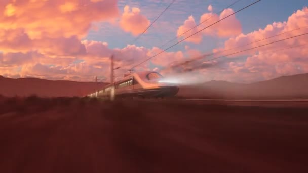 Yüksek Hızlı Bir Mermi Treni Arka Planda Dağlar Olan Bir — Stok video