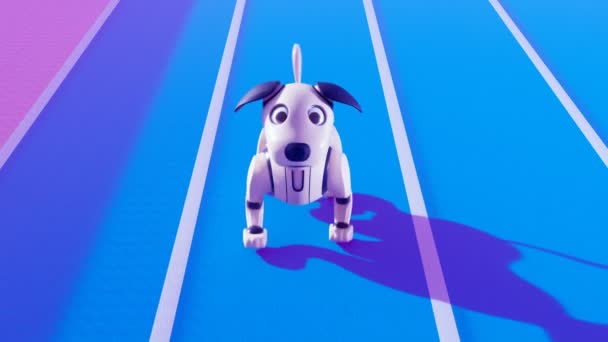 Vykreslování Chytrého Robota Běžícího Trati Tato Smyčková Animace Vybavena Bílým — Stock video