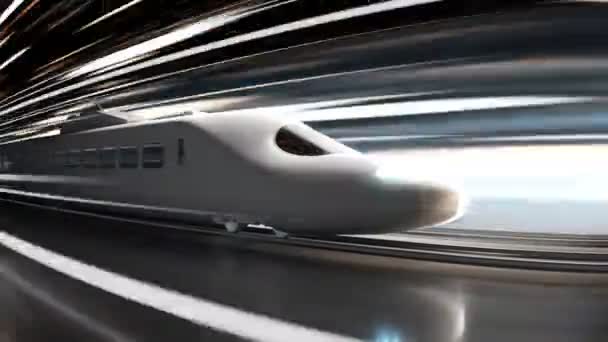 Yüksek Hızlı Tren Neon Işıklı Fütüristik Arka Planı Parlak Tasarımı — Stok video