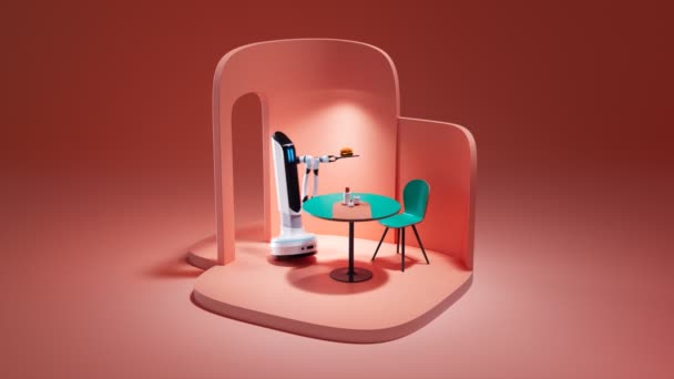 Representación Fondo Rosa Con Diseño Apartamento Miniatura Robot Doméstico Automático — Vídeo de stock