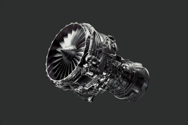 Detailed close-up view of a CFM56 turbofan engine on a Boeing aircraft. The image showcases the front fan of the engine in clear detail. Perfect for aviation enthusiasts and aircraft-related projects clipart