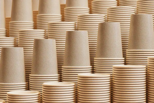 Set Many Disposable Paper Cups Coffee Tea Hot Chocolate Any — Stock Photo, Image