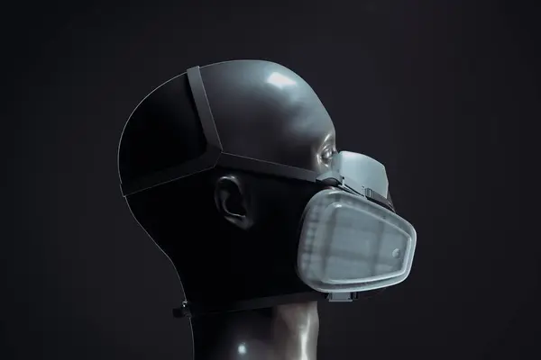 Concept of a respiratory protective mask. The atmosphere of biohazard. Avoiding COVID and other diseases caused by viruses or polluted air. Protection. Prevention. Oxygene mask. Healthy breathing