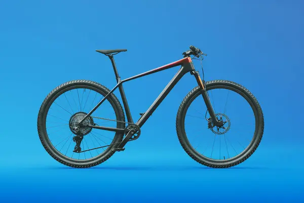 Das Bild Zeigt Ein Mountainbike Einem Studio Vor Blauem Hintergrund — Stockfoto