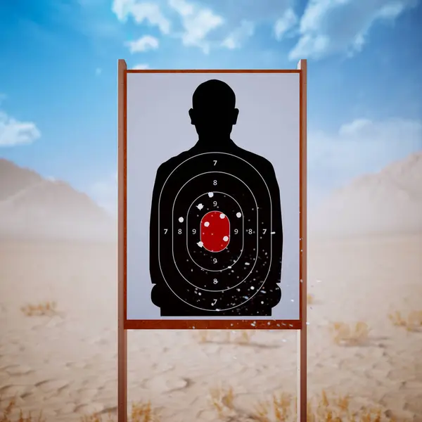Shooting Range Desert Target Riddled Bullets Training Practice Competition Which — Stock Photo, Image