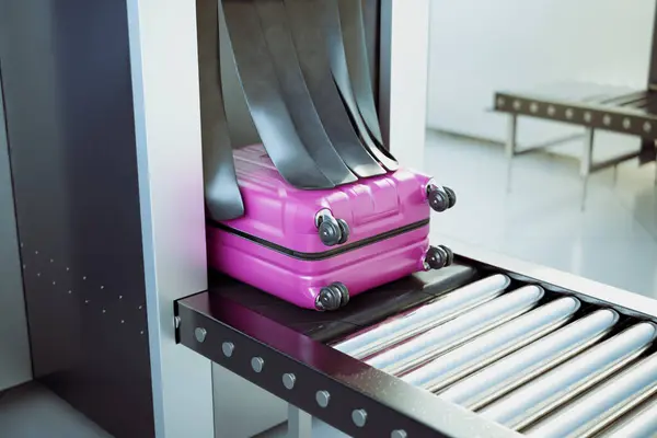 Scanning Process Luggage Airport Security Checkpoint Personnel Search Any Hidden — Stock Photo, Image