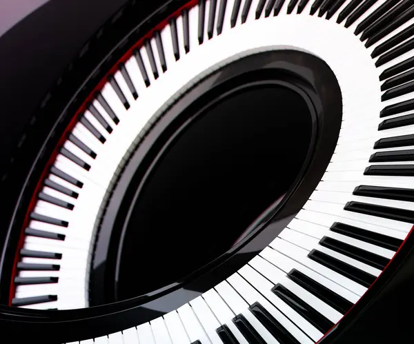 Uma Encantadora Renderização Uma Espiral Infinita Formada Por Teclas Piano — Fotografia de Stock