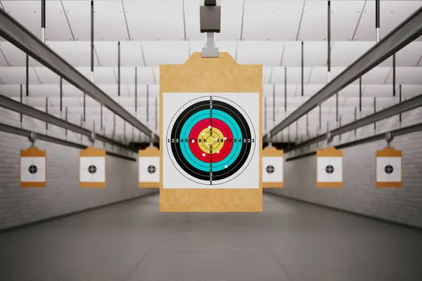 Shooting Range Target Riddling Bullets Training Practice Competition Which Requires — Stock Photo, Image