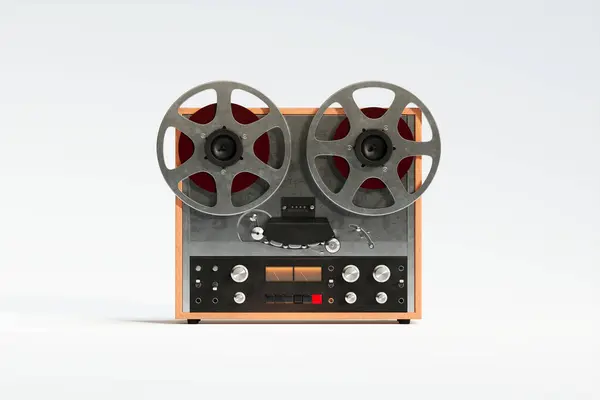 独立したヴィンテージプロフェッショナルアナログリールツーリールオーディオ磁気テープレコーダー リールが動いている レコードや音楽が演奏している オーディオや趣味のためのレトロレコーダー機械完璧 — ストック写真