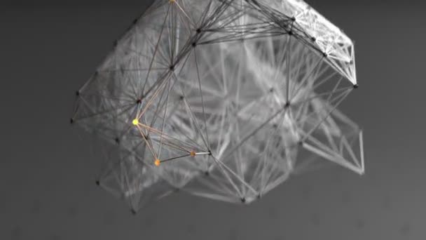 Rendering Eines Neuronalen Netzwerks Komplizierte Weiße Linien Die Durch Leuchtende — Stockvideo