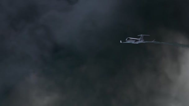 Элегантный Роскошный Пассажирский Самолет Летит Крейсерской Высоте Посреди Грозы Заднем — стоковое видео