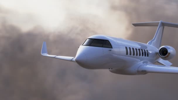 Jet Passagers Blanc Luxe Vole Une Altitude Croisière Confortable Travers — Video