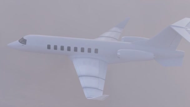Een Witte Effen Luxe Passagiersvliegtuig Vliegt Een Comfortabele Kruishoogte Door — Stockvideo
