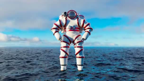 潜水衣被分解成不同的部分 潜水勘探和潜水设备的先进技术 美丽的海浪和波纹 海洋区划勘探 — 图库视频影像