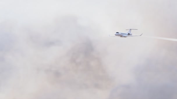 Una Imagen Representación Avión Pasajeros Volando Través Densas Nubes Dejando — Vídeo de stock