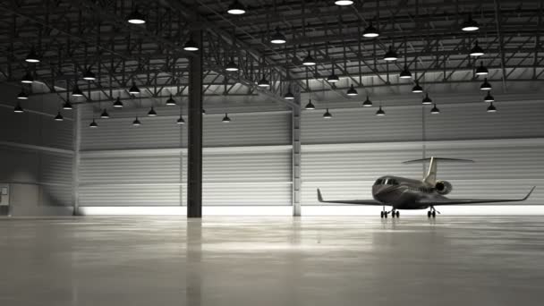 Lujoso Avión Pasajeros Negro Dorado Maniobrando Con Elegancia Precisión Hangar — Vídeo de stock