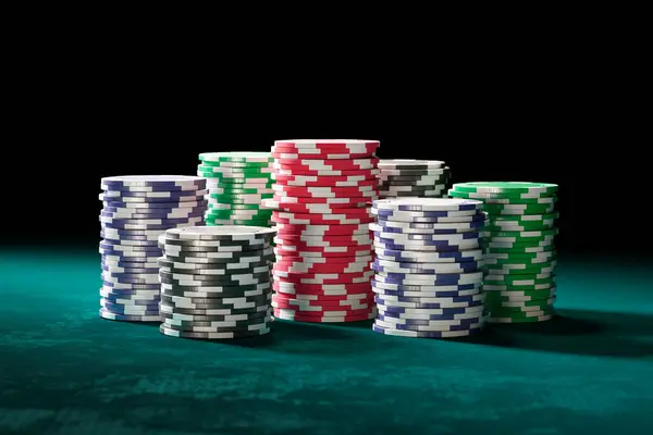 Casino Chips Forming Multiple Stacks Placing Bets Winning Fortune Good — Stock Photo, Image