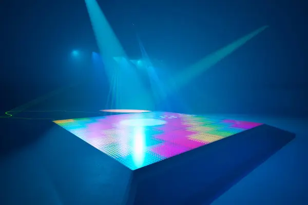 Farbwechsel Führte Tanzfläche Beleuchtet Von Disco Lichtern Isolierte Leere Tanzfläche — Stockfoto