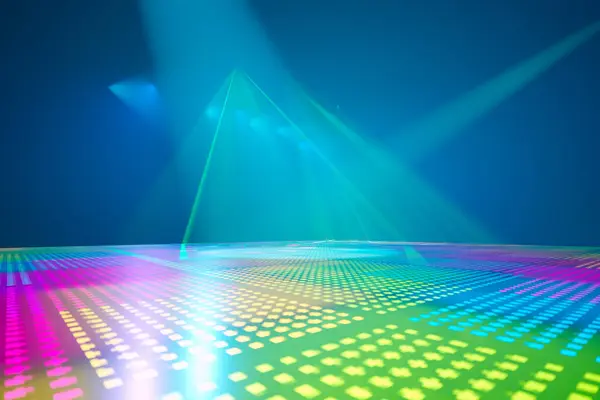 Farbwechsel Führte Tanzfläche Beleuchtet Von Disco Lichtern Isolierte Leere Tanzfläche — Stockfoto