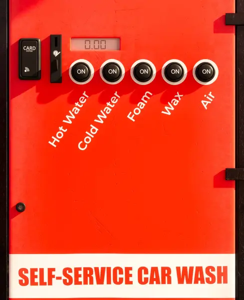 Close View Self Service Car Wash Panel Featuring Time Counter — Stock Photo, Image