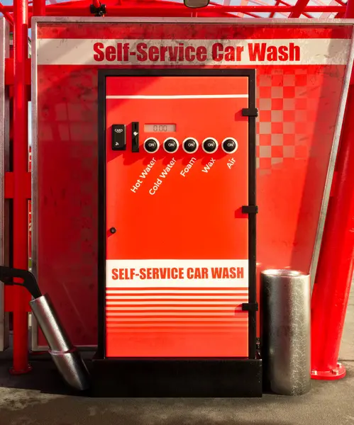 Close View Self Service Car Wash Panel Featuring Time Counter — Stock Photo, Image