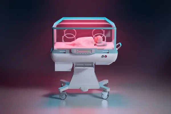 Hospital Incubator Dying Baby Professional Specialist Life Saving Equipment Newborns — Stock Photo, Image