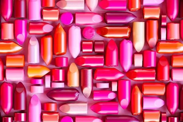 Captivating Display Assorted Lipsticks Presenting Plethora Shades Subtle Pinks Bold — Stock Photo, Image