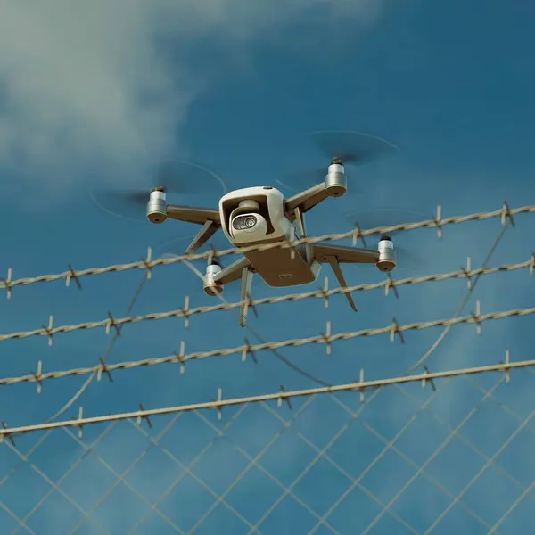 Avanzado Dron Quadcopter Con Cámara Alta Resolución Cierne Cerca Una — Foto de Stock