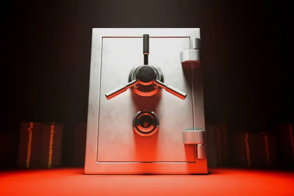 Stark Image Portraying Robust Combination Lock Safe Set Arresting Crimson — Stock Photo, Image