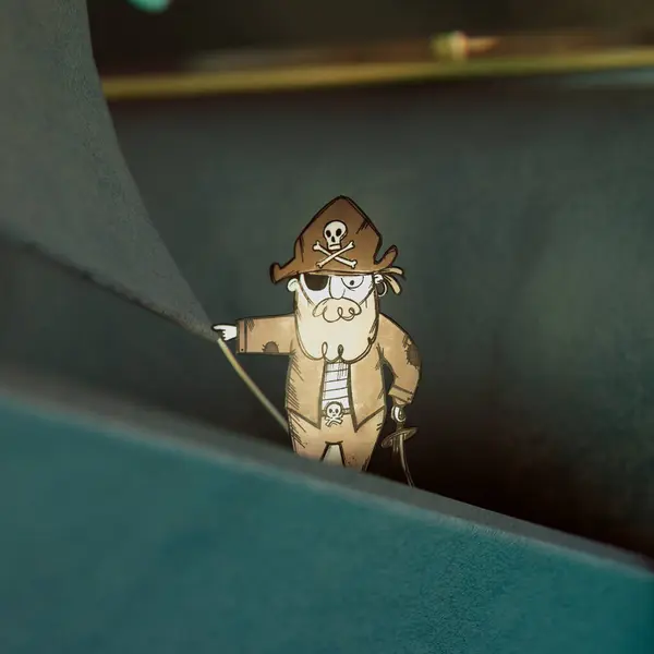 Vivid Illustration Captures Mischievous Cartoon Pirate Hiding Shadows Eye Patch Royalty Free Stock Photos