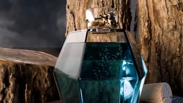 Een Elegant Aanbod Van Design Parfumflesjes Met Ingewikkelde Metalen Details — Stockvideo