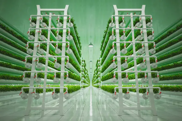 Expansive Hydroponic Farming Facility Revolutionizes Sustainable Agriculture Nutrient Rich Solutions — Stock Photo, Image