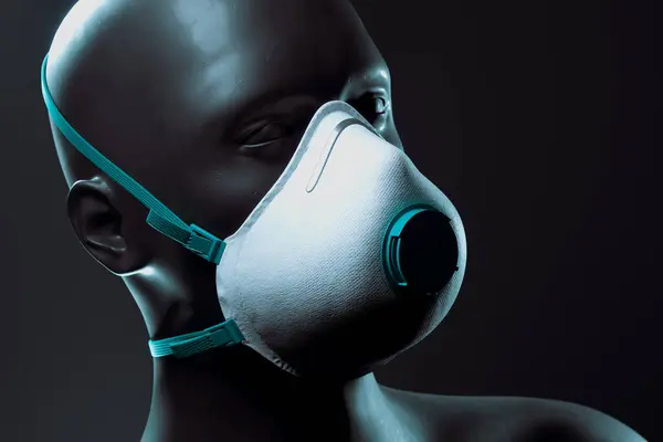 Detailed Image Showcasing Mannequin Head Adorned N95 Respirator Mask Featuring — Stock Photo, Image