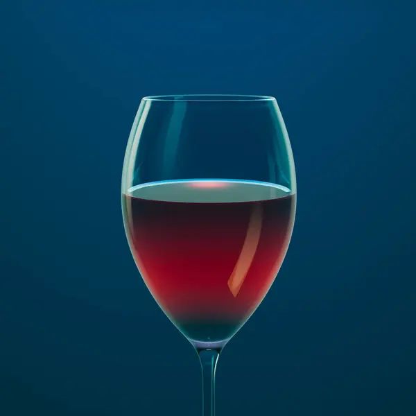 Exquisite Red Wine Poured Refined Crystal Glass Set Vivid Blue — Stock Photo, Image
