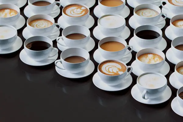 Meticulously Curated Selection Diverse Coffee Cups Each Brimming Array Coffee — Stock Photo, Image