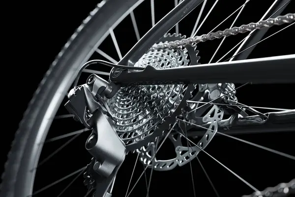 Intricate Close View Bicycle Gear Cassette Chain Showcasing Sleek Design — Stock Photo, Image
