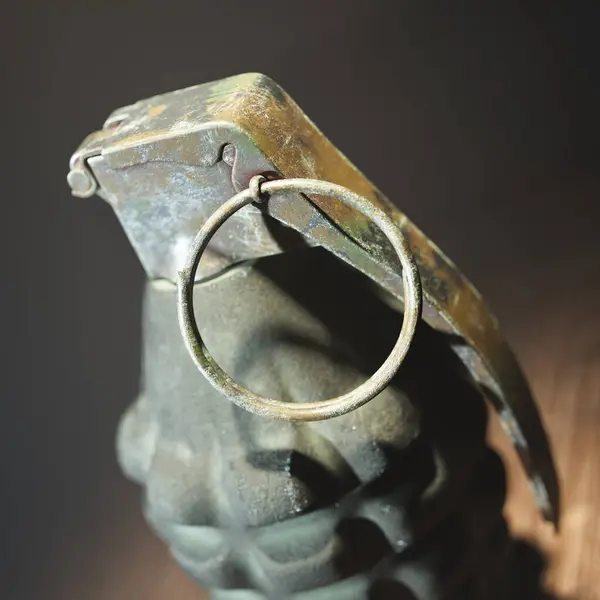 Exquisitely Detailed Antique Metal Pitcher Intricate Ring Handle Presented Close — Stock Photo, Image
