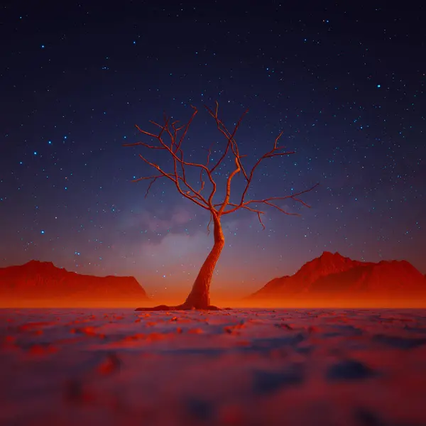 Esta Imagem Atraente Captura Uma Árvore Solitária Silhueta Pelo Brilho — Fotografia de Stock