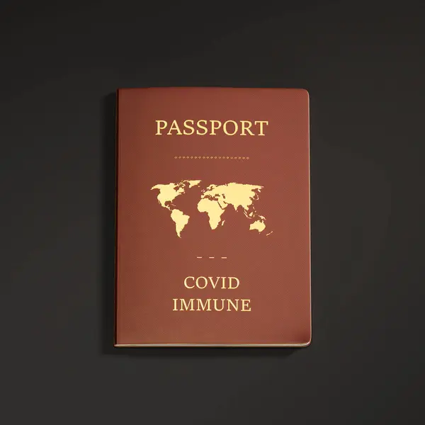 Striking Visual Bronze Colored Passport Signifying Covid Immunity Poised Sleek — Stock Photo, Image