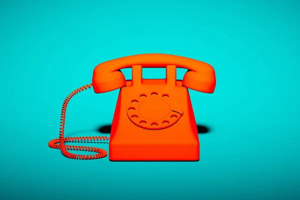 Opvallende Illustratie Van Een Oranje Draaibare Wijzerplaat Telefoon Met Een — Stockfoto