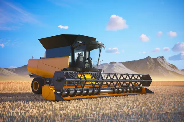 Precision Agriculture Action High Tech Combine Harvester Efficiently Cuts Wheat — Stock Photo, Image